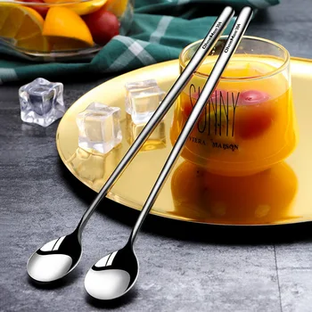 

Long Handle Iced Tea Spoon Stainless Steel Stirring Spoon for Coffee Ice Cream Cocktail