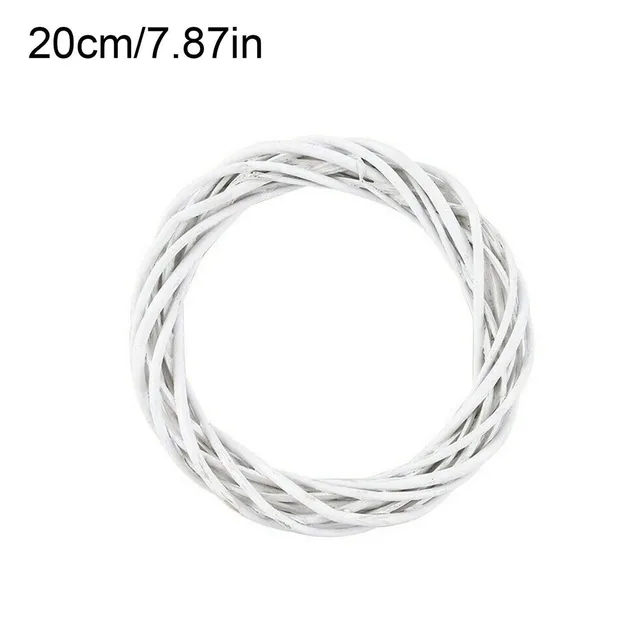 10/15/20/30cm Christmas Rattan Ring White Artificial Flower Garland Dried Frame Wicker Vine Wreath DIY Party Ornament Home Decor 20cm