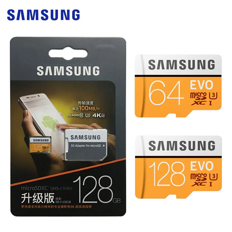 SAMSUNG карта памяти EVO microSD 128 ГБ 64 класс 10|Карты памяти| |