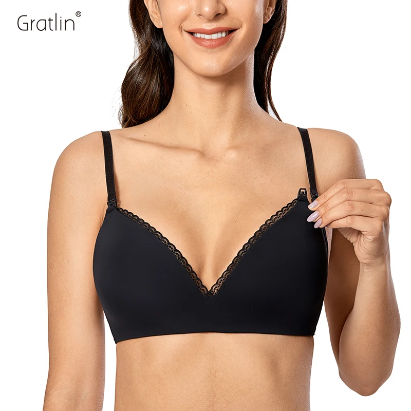 Good Value Women's Wire Free Lightly Lined Maternity Nursing Bra Cross Back jaw8Oz1w