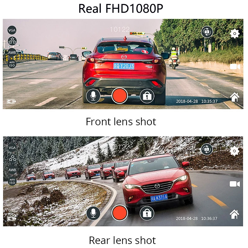 Jiluxing 1" Автомобильный видеорегистратор с сенсорным экраном FHD 1080P автомобильные камеры зеркало с двумя объективами авто видеорегистратор ночное видение поток зеркало заднего вида
