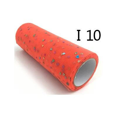 10 Orange red 15 см 10 ярдов блестки сердце Тюль рулоны Свадебные украшения марияж ткань тюль с блестками в руллонах DIY ремесло день рождения принадлежности - Цвет: 10 Orange red
