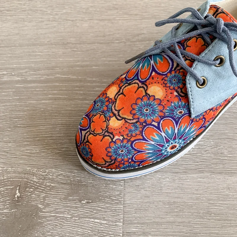 Vulcanized Women's Sports Shoes, Casual Women's Shoes with Flower Printing, Large 35-43, Shoelace, Thick Sole, Women's, New 2021