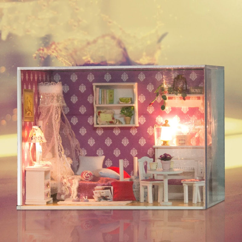 DIY кукольный домик с деревянная мебель для дома миниатюры 1/24 Roombox игрушки для детей на день рождения рождественские подарки