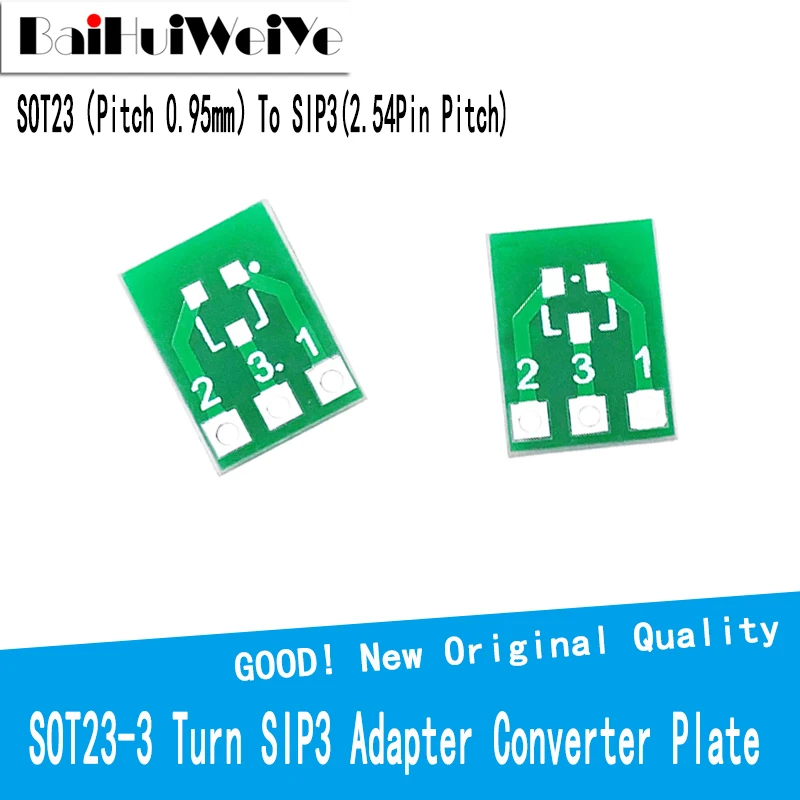 50Pcs SOT23 SOT23-3 Turn SIP3 Double-Side SMD Turn To DIP Adapter Converter Plate SOT SIP IC Socket PCB Board Diy kit 20pcs sop8 turn dip8 smd to dip ic adapter socket sop8 tssop8 soic8 ssop8 board to dip adapter converter plate 0 65mm 1 27mm