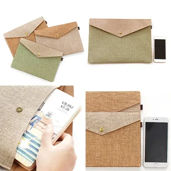 

A4 A5 Simple But Elegant Imitation Linen Canvas Felt File Bag Portfolio Office Study Bag Stationery Folder