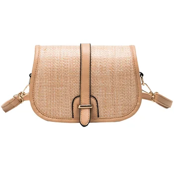 

New Woven Handbags Korean Version Of The Wild Mobile Phone Bag Shell Straw Messenger Bag