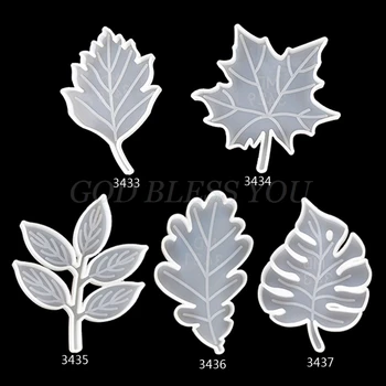 

5Pcs Large Size Leaves Coaster Silicone Resin Mold Tropical Maple Leaf Resin Casting Mold Resin Concrete Mold Art Crafts