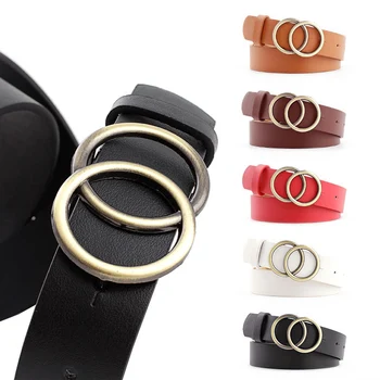 

Soft Faux Leather Double Ring Buckle Vintage Decorative Casual Tighten All-Match Lightweight Long Women's Belt Fashion Waistband