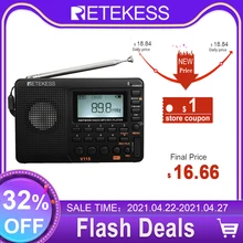 RETEKESS V115 Radio AM FM SW Pocket Radio Shortwave FM Speaker Support TF Card USB REC Recorder Sleep Time