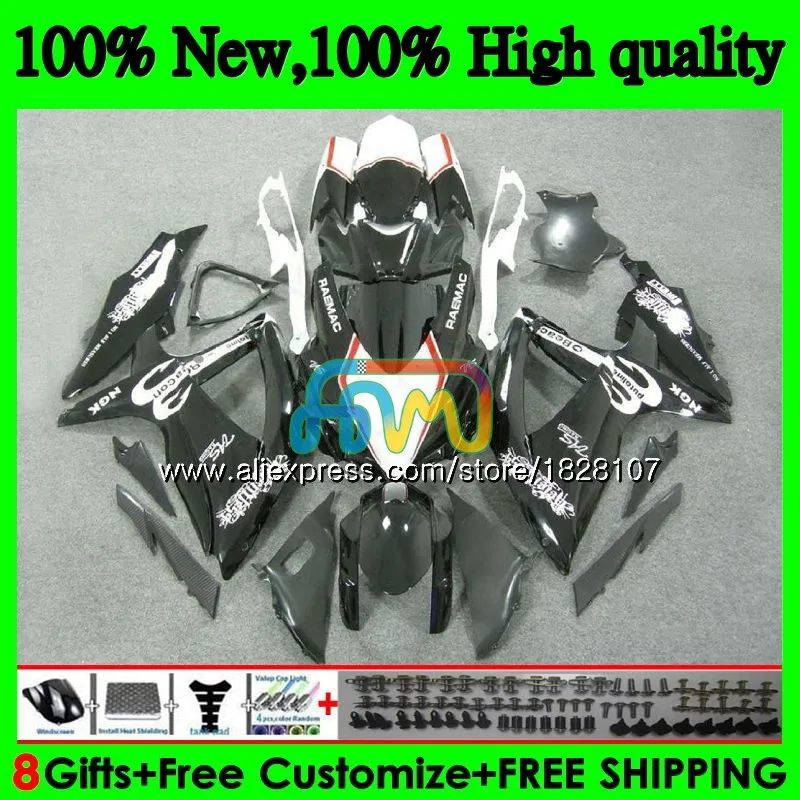 Комплект для SUZUKI GSXR 600 750 CC GSX R600 GSXR600 черно-белые 08 09 10 38BS. 24 GSX-R600 GSXR-750 K8 GSXR750 2008 2009 2010 обтекатель - Цвет: No. 1