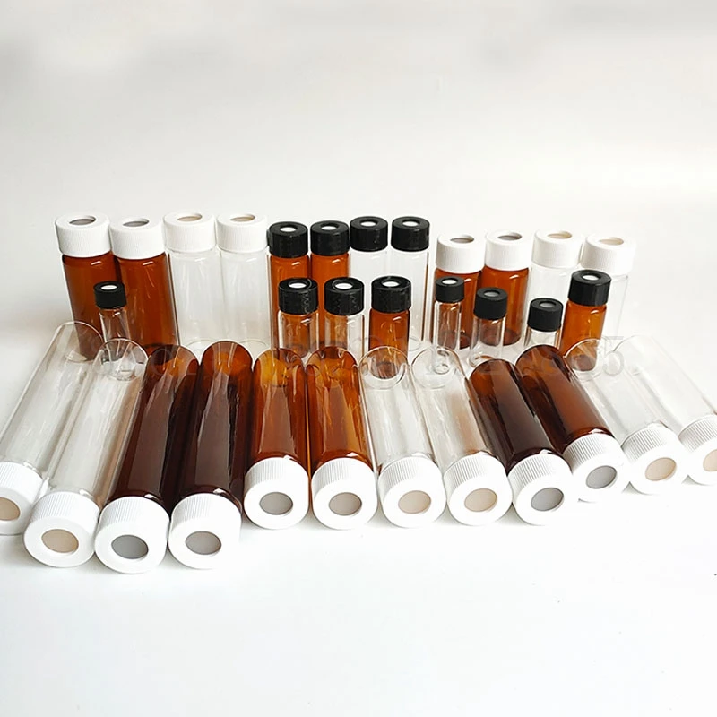 Lab Reagent Bottle 10pcs/20pcs 20ml to 60ml lab glass screw headspace injection bottle clear/brown sample vials for school experiment