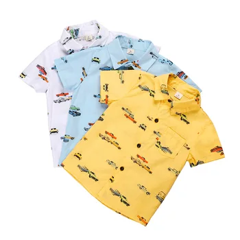 

Summer BOY'S Graffiti Shirt 2020 Korean-style New Style Boy Car Short-sleeved Shirt