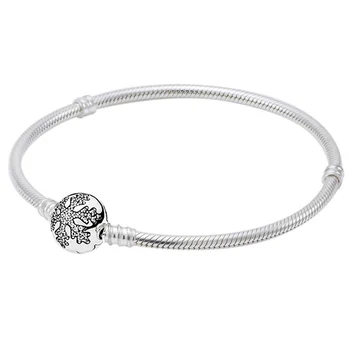 

Original Crystal Snowflake Clap Snake Chain Bracelet Bangle Fit 925 Sterling Silver Bead Charm Bracelet Diy Fine Jewelry