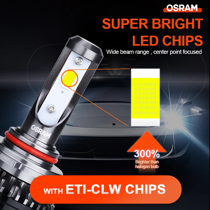 OSRAM H7 светодиодные лампы 12 В 6000K белые Противотуманные фары 9012 HIR2 HB2 9005 9006 HB3 HB4