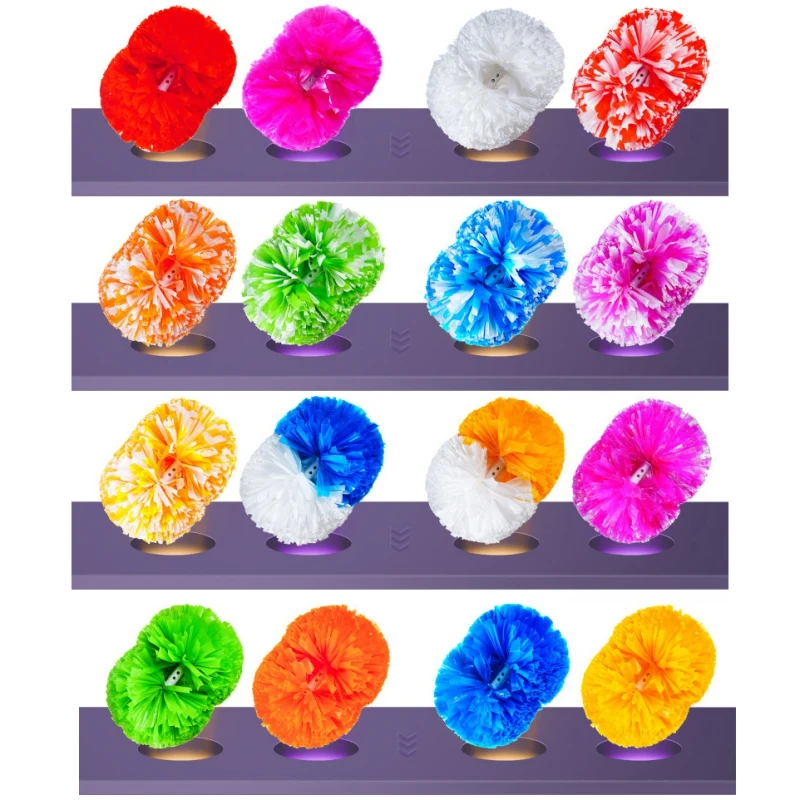 2 Pack Cheerleading Pom Poms with Baton Handle for Team Spirit Sports Dance Cheering Kids Adults for Dace Sport Competition
