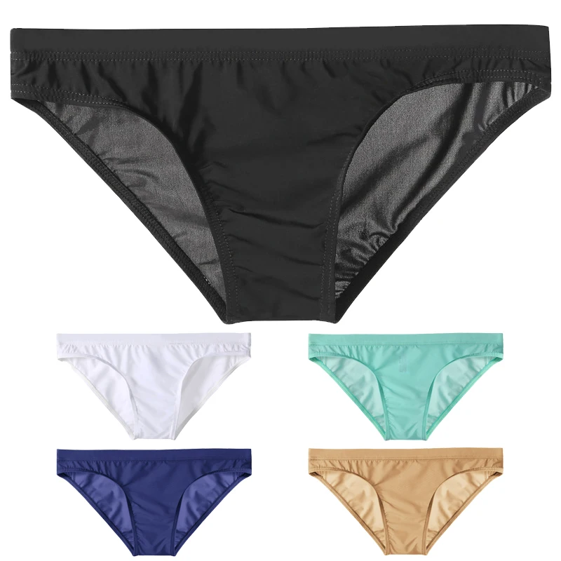 

1pcs Men's Panties Briefs Sexy Low Waist Ice Silk Translucent Bikini Skinny Homme Breathable Comfort Briefs Underwear Underpants