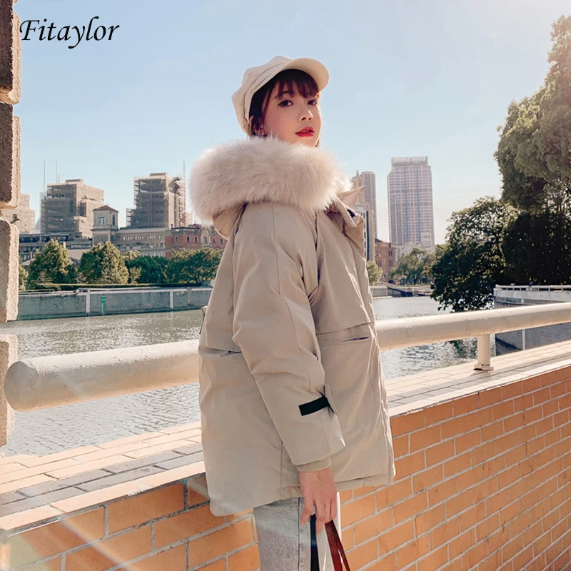 Fitaylor зимняя куртка Женская BF стиль хлеб с капюшоном мягкие хлопковые ветровки пальто Повседневная теплая зимняя верхняя одежда пальто
