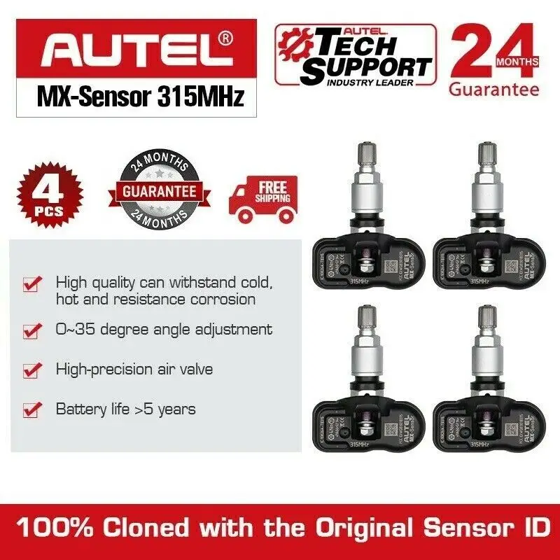 AUTEL MX Sensor 433 МГц 315 2 в 1 MaxiTPMS Pad система контроля давления шинах тестер считыватель