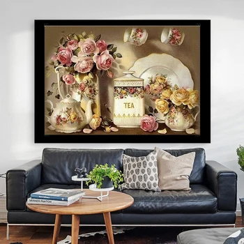 

New Kitchen Flowers Diy Diamond Painting 5D Cross Stitch Kits Full Drills Square New