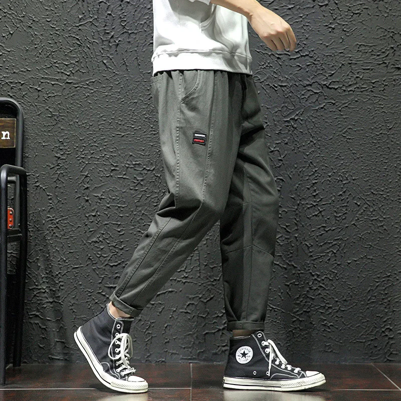 

2020 Spring Main Push Large Size Japanese-style Black Wall Embroidery Casual Capri Pants Trousers M-5x HK11