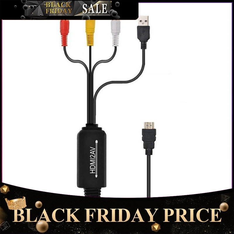 

2019 New Arrival 1.8M (6.1ft) 1080P HDMI to AV Converter 3RCA CVBS Converter HDMI to Composite AV Converter Adapter r15