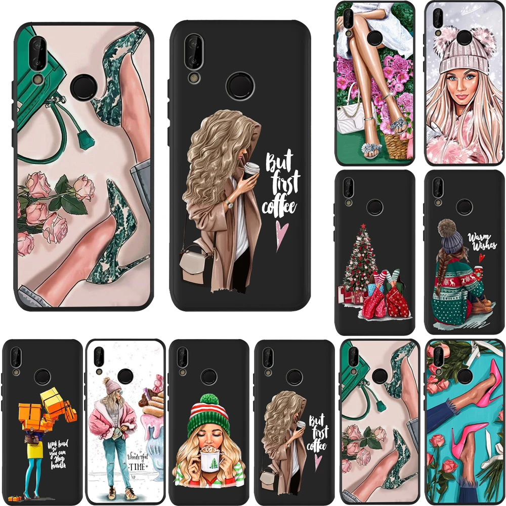 Цветочный чехол для телефона с рождественским рисунком huawei P20 Lite P30 Pro P9 P8 P10 Honor 9x8X10