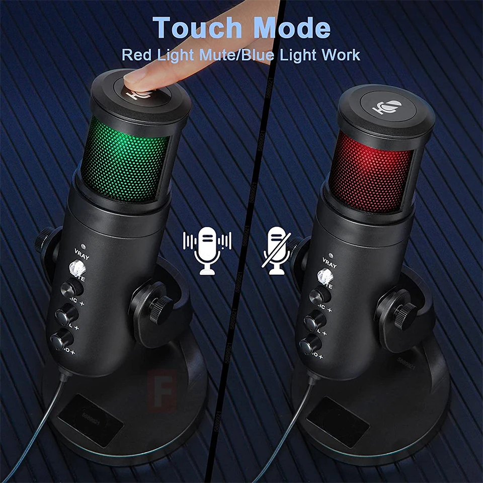 RGB USB Condenser Microphone Professional Vocals Streams Mic Recording Studio Micro for PC YouTube Video Gaming Mikrofo/Microfon