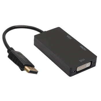 

3 in 1 DP to HDMI/VGA/DVI Converter Professional DisplayPort DP Male to HDMI/VGA/DVI Adapter Cable for Laptop Computer