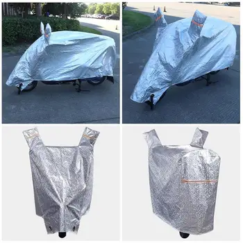 

Silver Motorcycle Cover with Reflective Stripes Dust Proof Flocking Thicken UV Protector Night Light Warning Safety Clothing