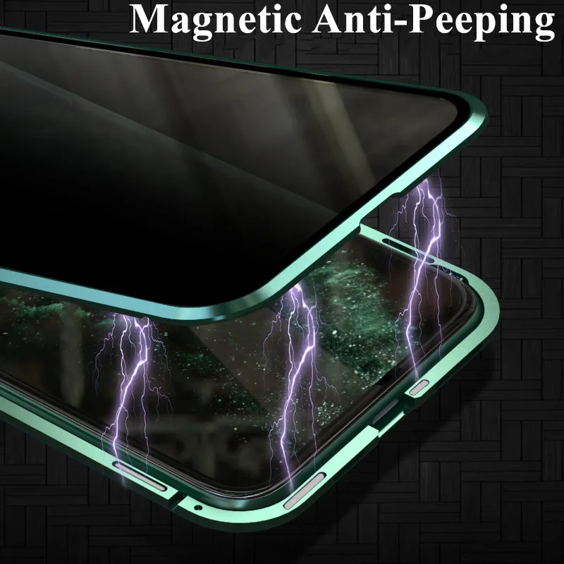 Магнитный конфиденциальный чехол для телефона для iphone 11 Pro XR XS Max для iphone 7 8 6 6s Plus анти-пип Магнитный двойной чехол из закаленного стекла