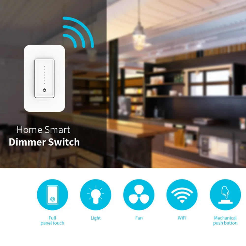 

Smart Wifi Light Dimmer Switch US Standard 110-220V Wall Touch Control Fan Speed Work With Alexa Google Home Voice Control