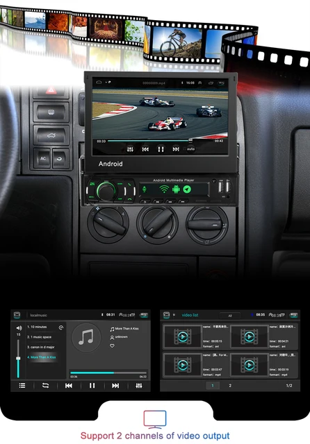 Autoradio Android 11 avec Écran Rétractable IPS de 7 Pouces, Navigation GPS,  Lecteur Vidéo Universel, 1 Din - AliExpress