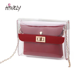 

HISUELY 2020 New Women PVC clear bag Fashion Transparent Shoulder Crossbody Bags Ladies Messenger Casual Shopping Small Handbags