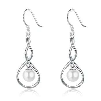 

2020 New Infinity Pearl Earrings 925 Sterling Silver Fine Jewelry for Women Love Gift Wedding Engagement Anniversary Birthday