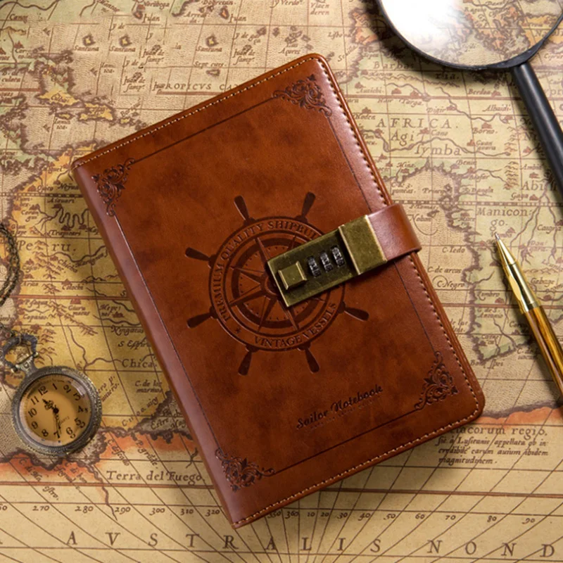

Creative stationery sailor password book retro notebook notepad student diary book gift box