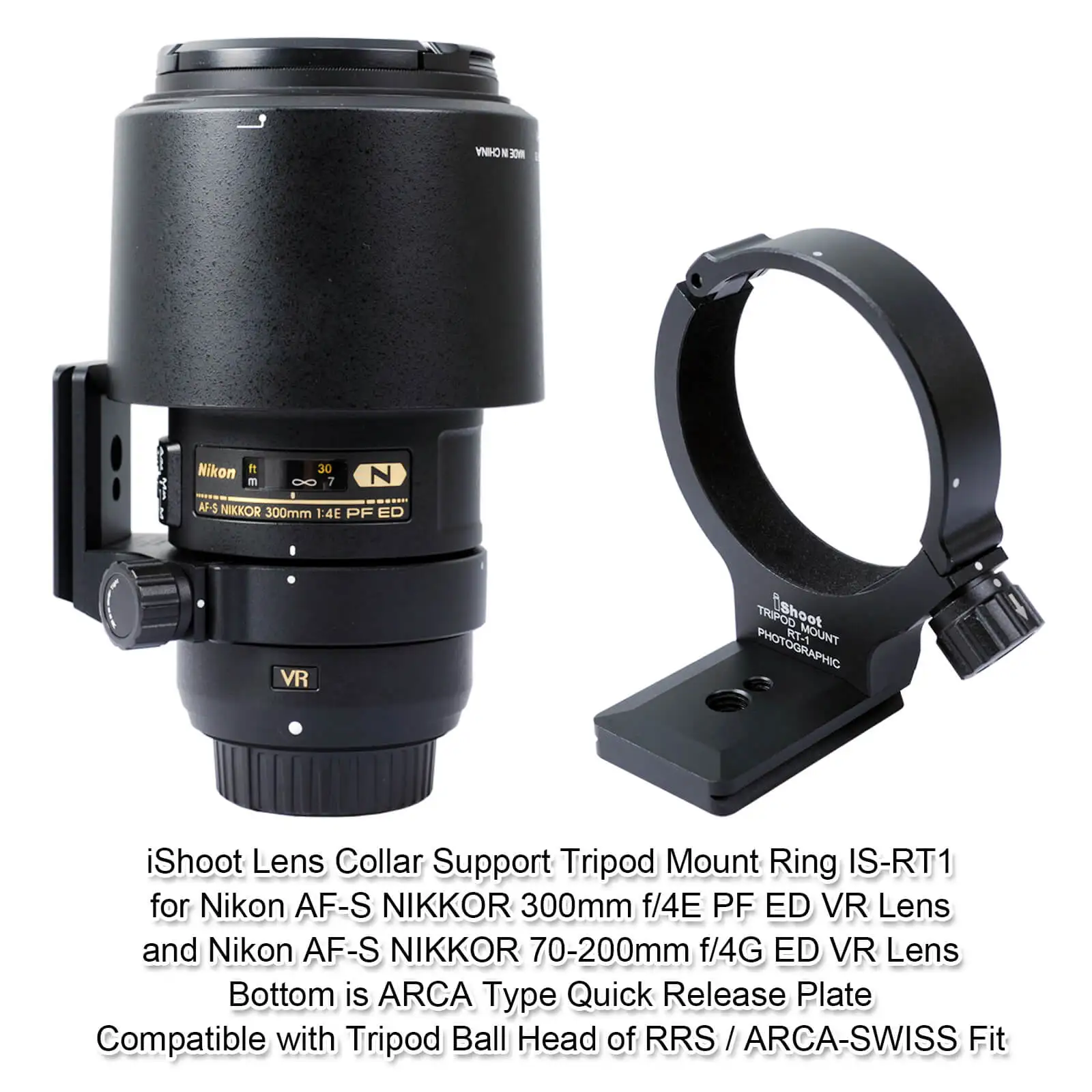 Lens Collar Support Tripod Mount Ring RT-1 for Nikon AF-S 300mm f/4E PF ED VR and Nikon AF-S NIKKOR 70-200mm f/4G ED VR Lens