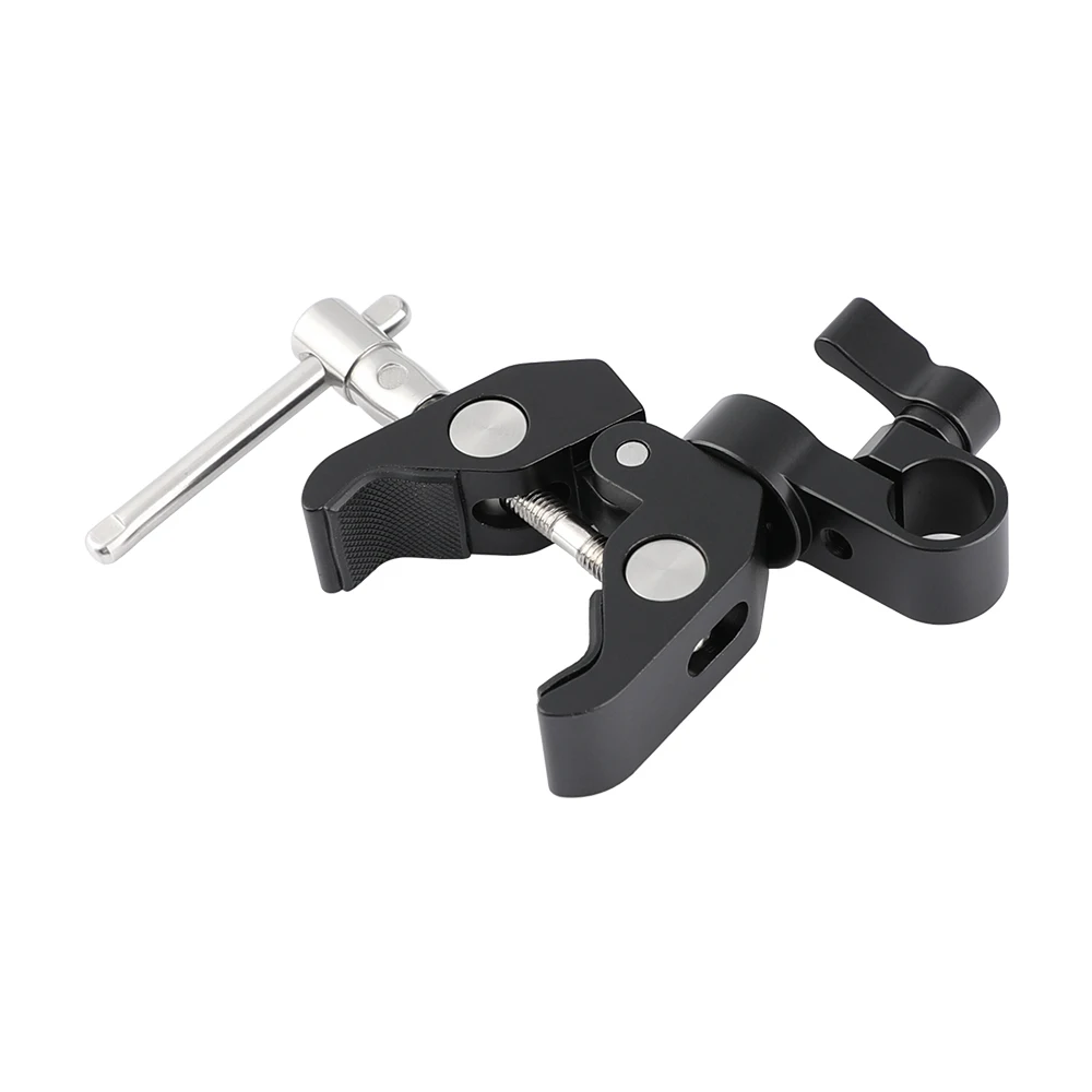 CAMVATE Super Crab Clamp With 15mm Single Rod Clamp For Microphone Support Holder, Magic Arm, Monitor Support,15mm Rod Mounting