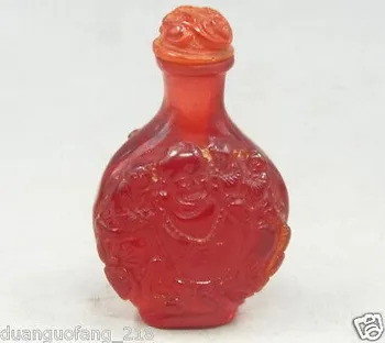 

Elaborado chino Vintage hecho a mano resina tallada 5 niños y botella de rapé de Buda