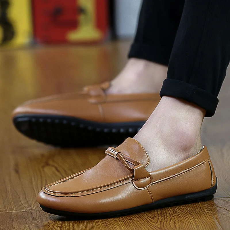 

Spring Autumm Casual Leather Loafers Shoes for Men Novelty Flat Slip on Shoes Solid Driving Shoes