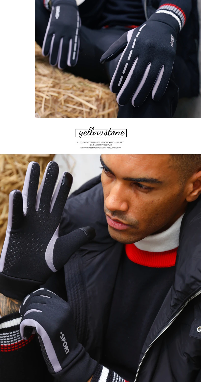 Ветрозащитные спортивные перчатки с сенсорным экраном для мужчин и женщин, зимние теплые флисовые перчатки для бега, противоскользящие велосипедные перчатки