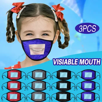 

Smile Communicator Kids Face Mask with Clear Visible Expression Lip Reading 3PCS mascarilla reutilizable mascherine mondmasker