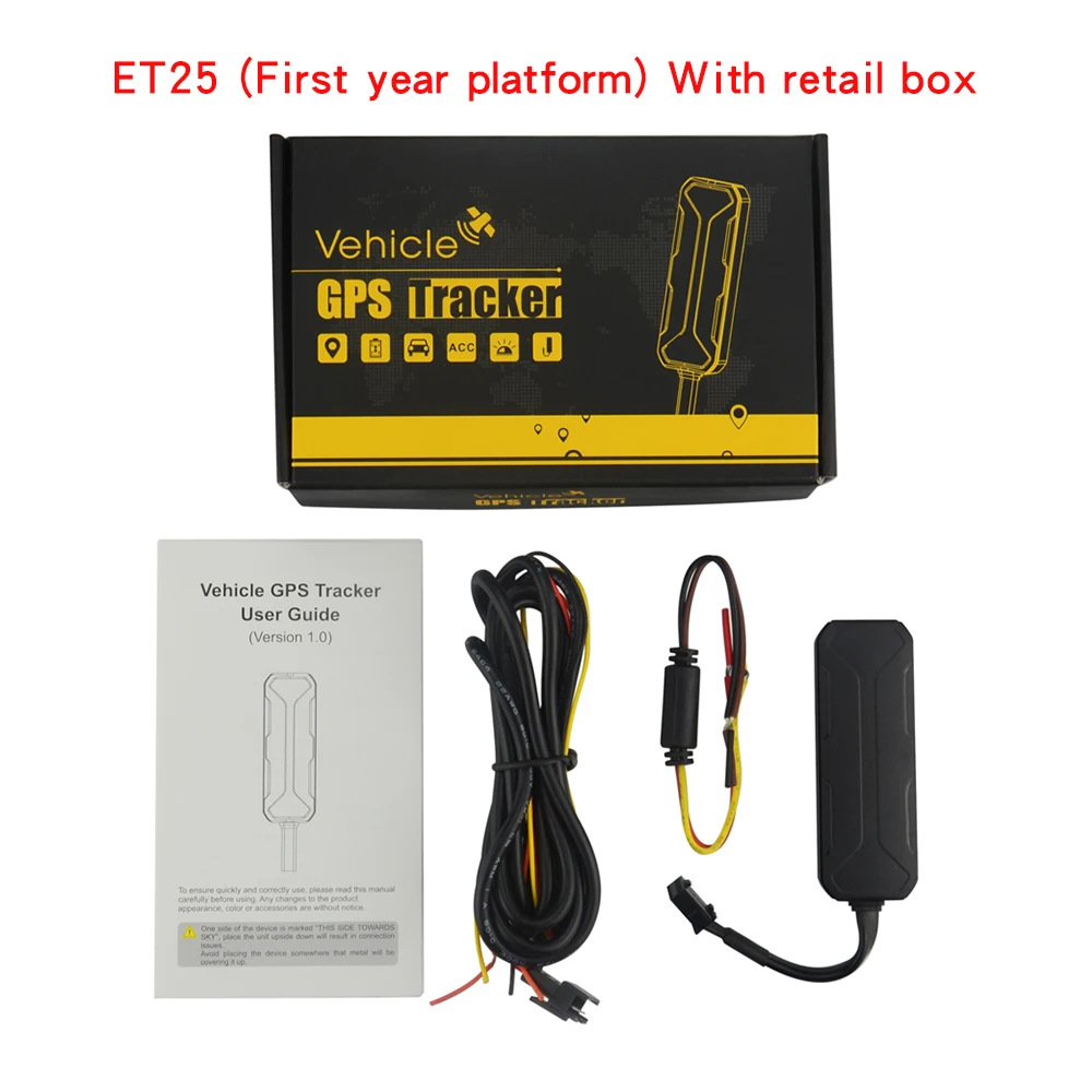 With box(First year) Мини-gps для автомобиля трекер Concox ET25 9-90 В напряжение gps-трекер мотоцикла Geofence оповещение о движении с платформой и приложением в реальном времени трек - Цвет: With box(First year)