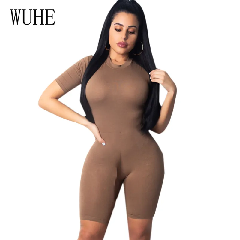 

WUHE Casual Sports Running Fitness Jumpsuits Fashion Bodycon Quick-drying Sexy Playsuits Elegant Short Sleeve O-neck Bodysuits