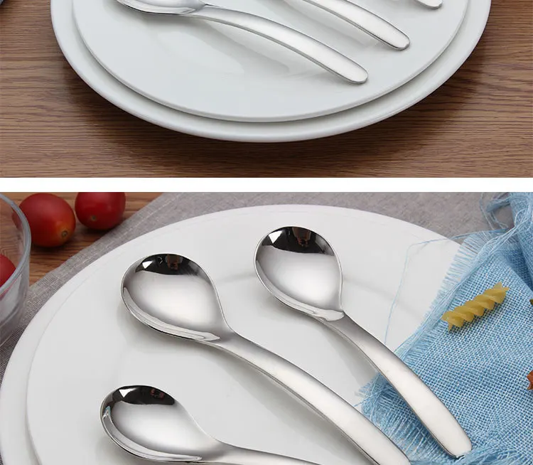 Thick 304 Stainless Steel Spoon Creative Infant Small Spoon Korean Style Adult Spoon Household Cute round-Toe Tableware