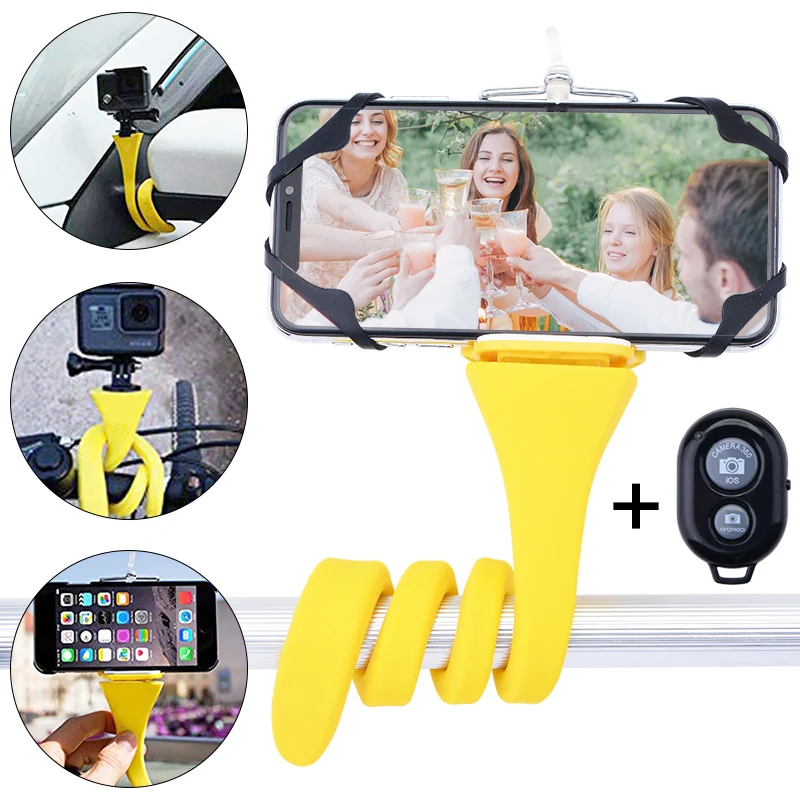 

2019 flexible selfie stick monopod wireless Bluetooth tripod Phone holder for GoPro iPhone camera phone car bicycle universal