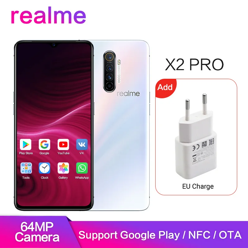Оригинальный мобильный телефон Realme X2 Pro с поддержкой Google Play NFC Global rom 20x Zoom 8 Гб 128 ГБ