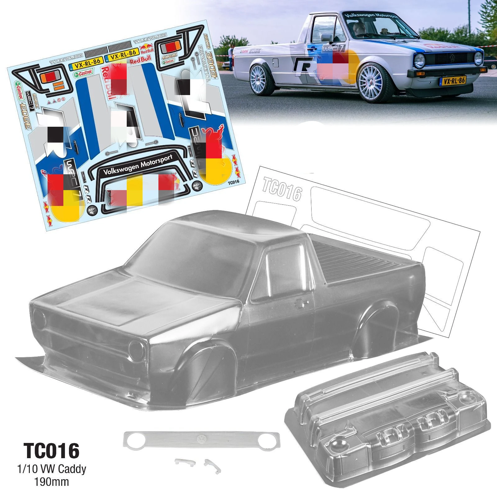 1/10 PC RC shell body Caddy MK1 190mm width Pickup trucks car Transparent for turing Dirft mst yokomo hpi hsp | Игрушки и хобби