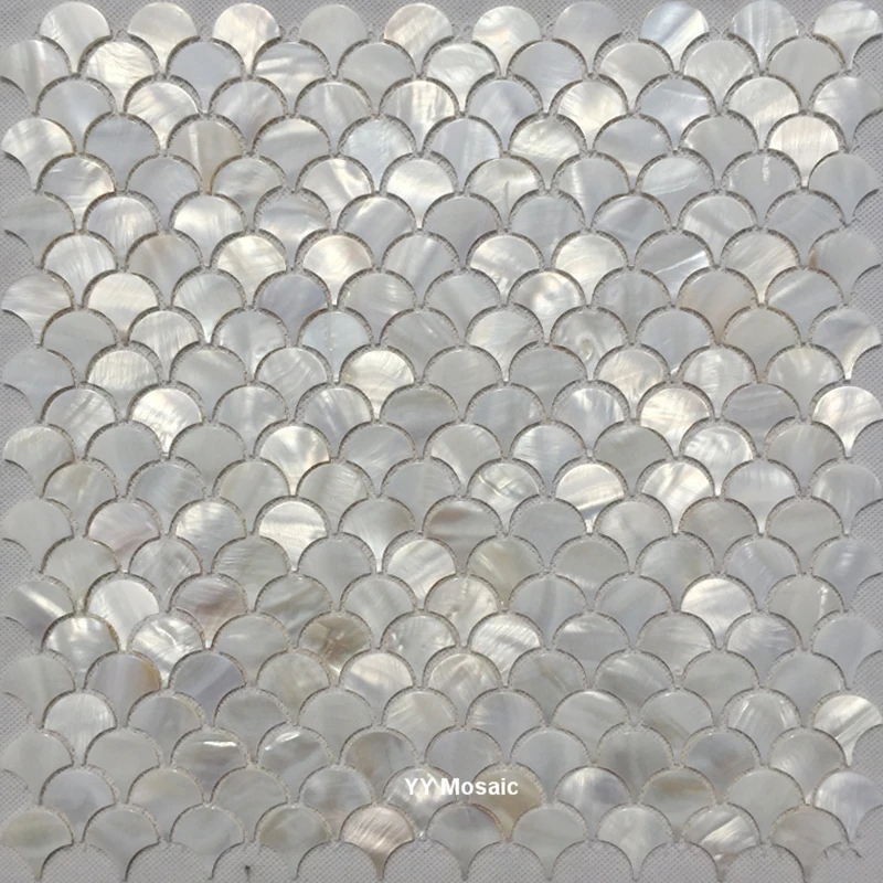 Factory Direct Irregular Sector Super White Mop Shell Mosaic Tile