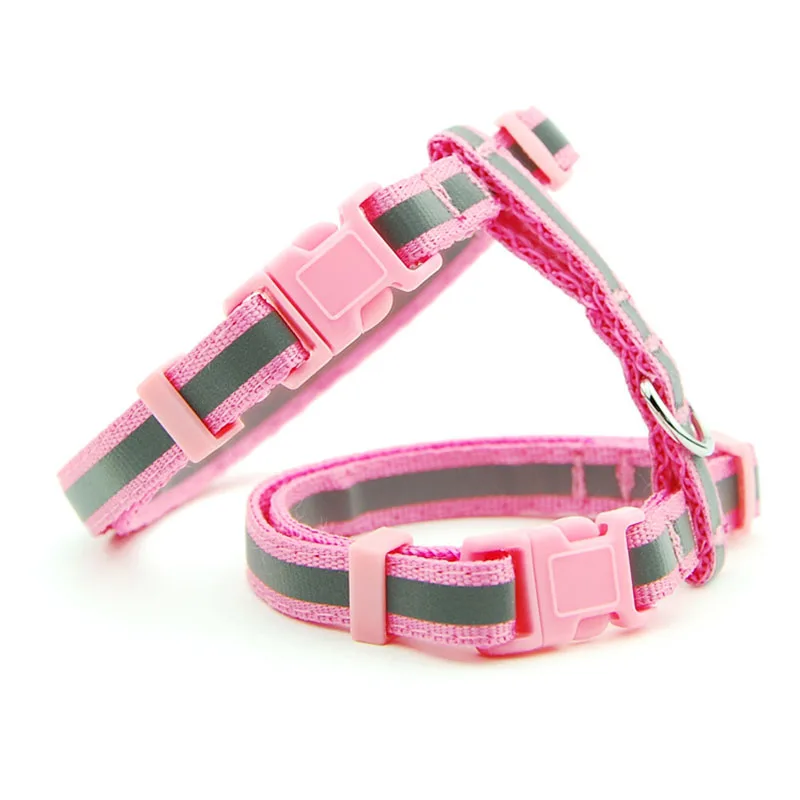 Reflective Nylon Cat Pet Collar Harness Leash Adjustable Bright Kitten Puppy Halter Collar Dog Pet Harness Belt 2